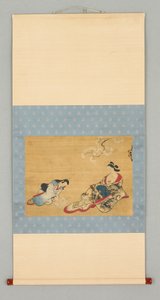 Cortesã e acompanhante selecionando quimono
Desenhos, c.1700 (cor e tinta sobre seda) de Japanese School