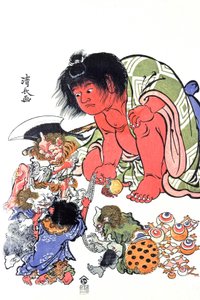 Demónios, meados do século XIX (gravura) de Japanese School