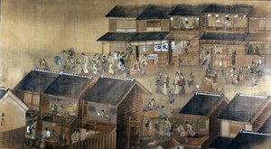 Edo by Night (tinta e cor no papel) de Japanese School