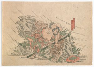 Heróis da margem da água, período Edo, c.1830s (impressão em xilogravura a cores) de Japanese School