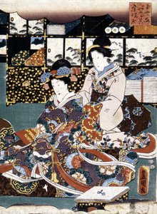 Impressão japonesa: duas mulheres, n.d. de Japanese School