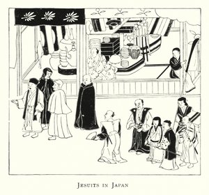 Jesuítas no Japão (litho) de Japanese School