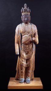 Juichimen Kannon (Kannon de onze cabeças), período Heian, início do século X (construção em bloco de madeira maciça com vestígios de policromia) de Japanese School