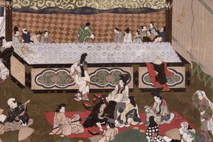 Teatro Kabuki numa feira em Quioto, ilustração após um 17º quadro de 