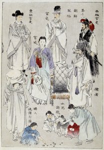 Coreia: trajes tradicionais dos nobres - estampa japonesa de Japanese School