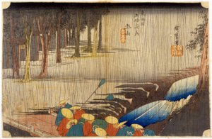 Paisagem à chuva. Impressão japonesa. sd. Século XIX. de Japanese School