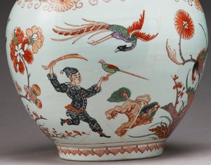 Grande vaso de garrafa, decorado na Holanda no estilo Imari, Ko-Imari, final do século XVII (louça de barro com esmaltes sobrepostas) (detalhe de 117741) de Japanese School