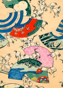 Ventiladores multicoloridos com guindastes de Japanese School