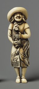Netsuke modelado como estrangeiro com kirin,
Século XIX (Marfim) de Japanese School