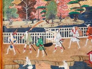 Osakazu Byobu - Biombo japonês de oito painéis (pintura) de Japanese School