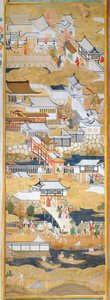 Osakazu Byobu - Biombo japonês de oito painéis (pintura) de Japanese School
