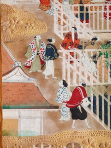 Osakazu Byobu - Biombo japonês de oito painéis (pintura) de Japanese School