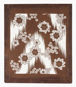 Estêncil de papel (katagami), final do século 19 (papel de casca de amora com suco de caqui e fio de seda) de Japanese School