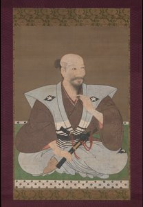 Retrato de um guerreiro, pendurado pergaminho de Japanese School