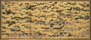Rakuchu rakugai zu (Cenas na capital e arredores)
a capital) de Japanese School