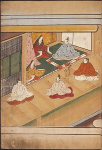 Nobres japoneses sentados, ilustração do 
