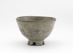 Tigela de chá em estilo mishima, louça Karatsu de Japanese School