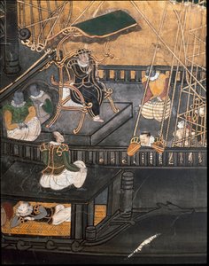 O navio português, desde a chegada dos missionários jesuítas portugueses ao Japão (pintura de Japanese School