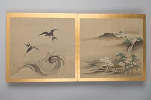 Trinta pinturas de aves, flores e paisagens, finais do século XVIII (álbum; seda) de Japanese School