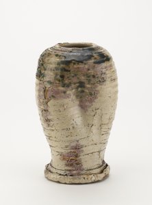 Vaso no estilo Oribe, provavelmente louça Seto 1800-80 (grés com esmalte feldspático e esmalte verde-cobre (parcialmente disparado para vermelho)) de Japanese School