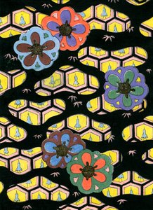 Impressão em bloco de madeira do padrão Honeycomb de Japanese School