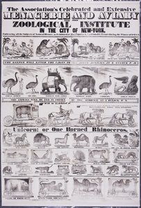A Associação Celebrated and Extensive Menagerie and Aviary do seu Instituto Zoológico na cidade de Nova Iorque de Jared W. Bell