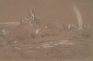 Castelo e cidade de Corfu das trincheiras de Cromwell de Jasper Francis Cropsey