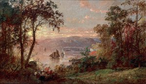 Navegação (O Hudson em Tappan Zee) 1883 (óleo sobre tela) de Jasper Francis Cropsey