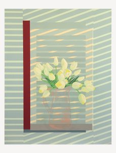 Flores contra a persiana da janela de Jasper Galloway