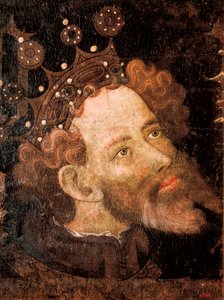 Pedro IV de Aragão, pormenor de uma tempera sobre madeira de Jaume Mateu