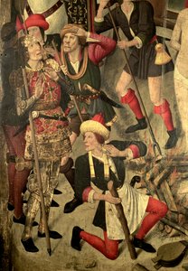 Altarpe de St. Vincent: Tormento de S. Vicente na grelha, Dacian e carrascos, detalhe de Jaume Huguet