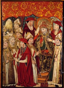 A eleição de São Fabien para o Papaute (236 a 250). Pintura de Jaime Huguet (1415-1492) de Jaume Huguet