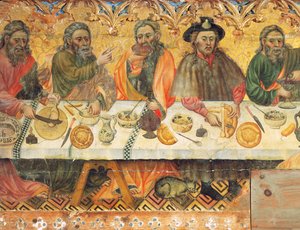 Jantar Sagrado, detalhe de um grupo de apóstolos de Jaume the elder Ferrer