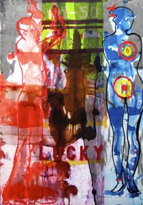 Lucky, 2010 (técnica mista sobre papel para aguarela montado num painel com receita no verso)