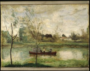 Daubigny a trabalhar no seu "Botin" perto de Auvers-sur-Oise