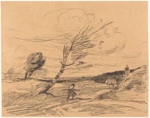 A rajada de vento (A rajada de vento) de Jean-Baptiste-Camille Corot