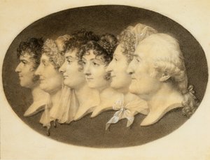 Retrato de perfil de Agostinho e da sua família