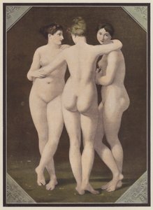 As Três Graças (cor litho) de Jean-Baptiste (after) Regnault