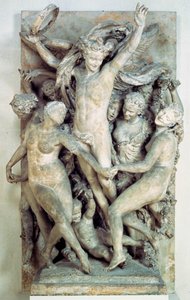 Les Bacchantes dançam em círculo e tocam música. Relevo esculpido por Jean-Baptiste (Jean Baptiste) Carpeaux (1827-1875) 1865-1869 Sol. 4,2x2,9 m Paris, musee d