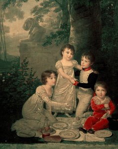 Quatro filhos de Joachim Murat e Caroline Bonaparte (a partir da esquerda, Letizia