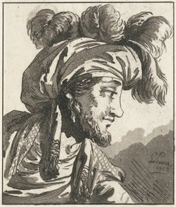 Cabeça de um homem de turbante sem bigode