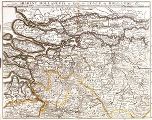 Mapa do Brabante Holandês (ou Brabante do Norte) e parte do Condado da Holanda (Holanda) (Gravura de Jean Baptiste Nolin