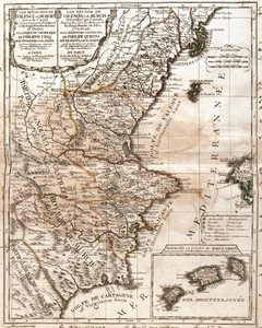 Mapa do Reino de Valência e Múrcia (Espanha) (Gravura de Jean Baptiste Nolin