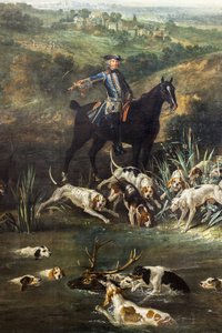 Luís XV caçando veados na floresta de Saint-Germain,1730 (óleo sobre tela)