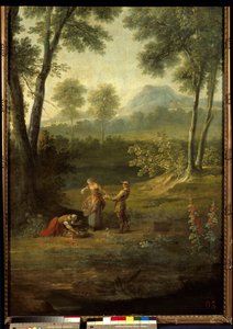Os cinco sentidos: "o cheiro" Detalhe de um painel decorativo de Jean Baptiste Oudry (1686-1755) 1749 Versailles, musee du chateau. de Jean Baptiste Oudry