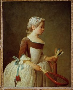 Rapariga com peteca (pintura sobre tela) de Jean-Baptiste Simeon Chardin