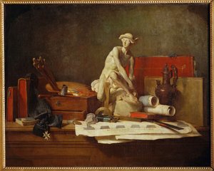 Os atributos das artes e as suas recompensas (pintura sobre tela) de Jean-Baptiste Simeon Chardin