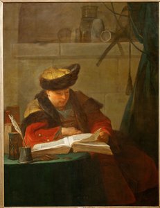 Un chimiste dans son laboratoire, dit aussi un philosophe occupee de sa lecture - um químico no seu laboratório ...