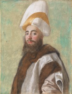 Retrato de um Grande Vizir, ou de um europeu vestido como tal, c.1741 (pastel sobre pergaminho) de Jean Étienne Liotard