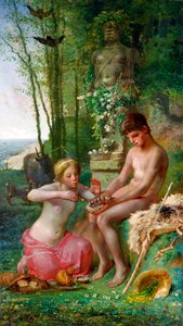 "Spring (Daphnis and Chloe) Painting by Jean-Francois (Jean Francois) Millet (1814-1875) - 1865 - Oil on canvas Dim 235,5x135 cm Museu Nacional de Arte Ocidental, Tóquio de Jean Francois Millet